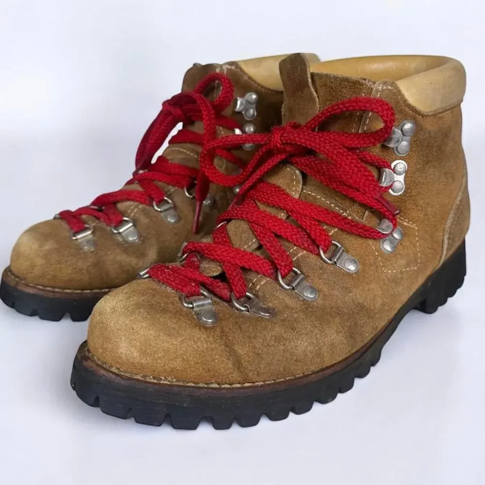Men’s Size 8 Vintage Made In USA Brown Suede Frye Style Vibram Hiking Ankle Boot